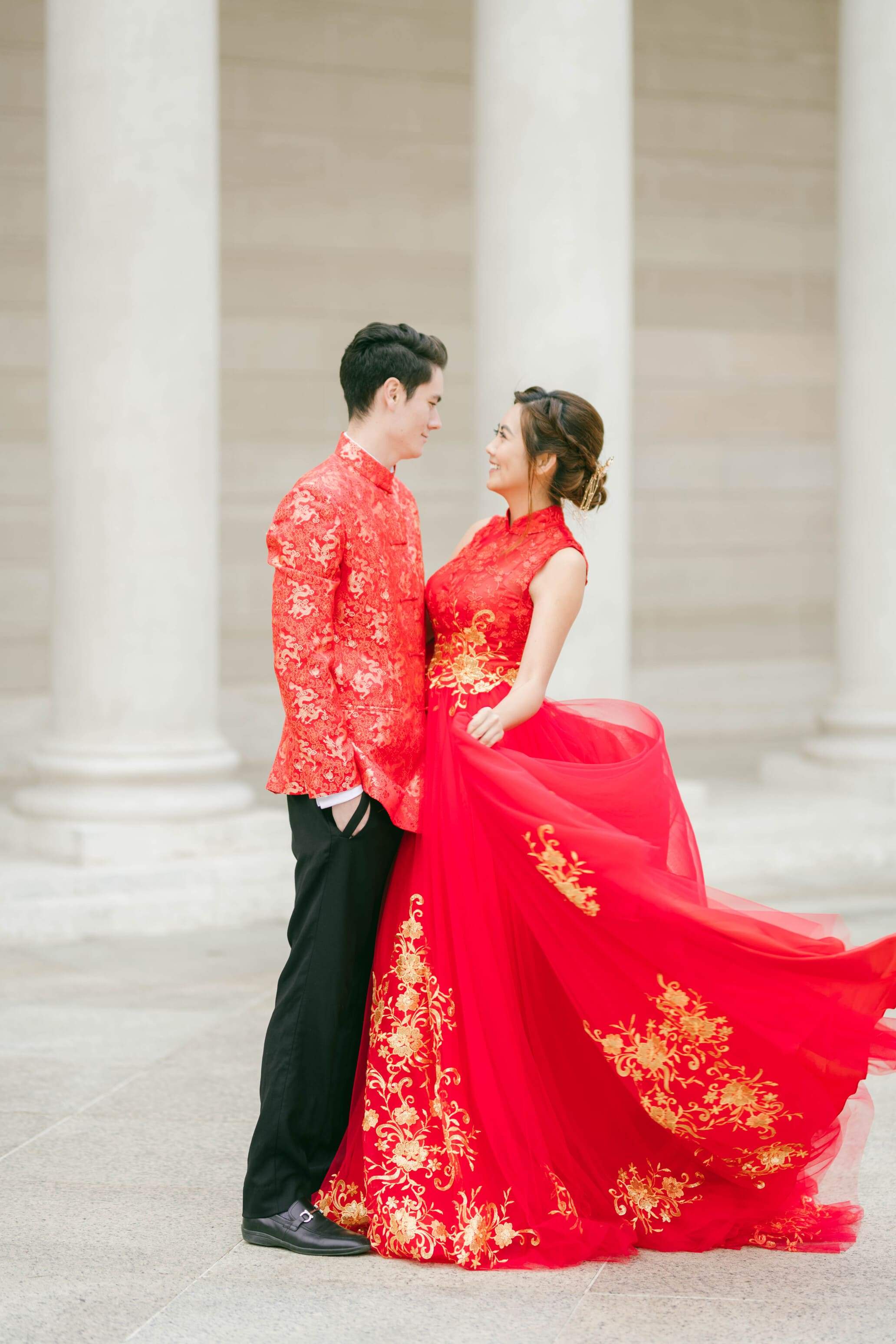 Modern Red ☀ Gold Chinese Wedding Dress ...